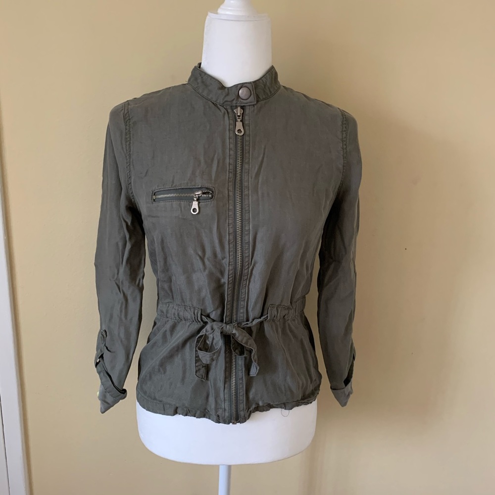 Olive green cropped utility style jacket